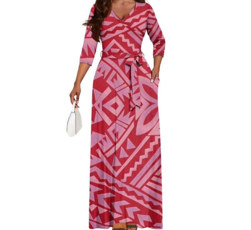 Island rose wrap maxi dress