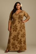 ISLAND COCOA BLOSSOM WRAP DRESS