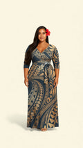 ISLAND WAVES WRAP MAXI DRESS